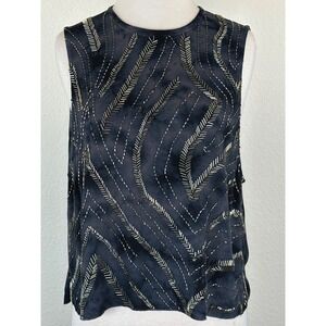 Chaser Beaded Tie Dye Muscle Tank Blue High Low Split Hem Boho Festival Top M L